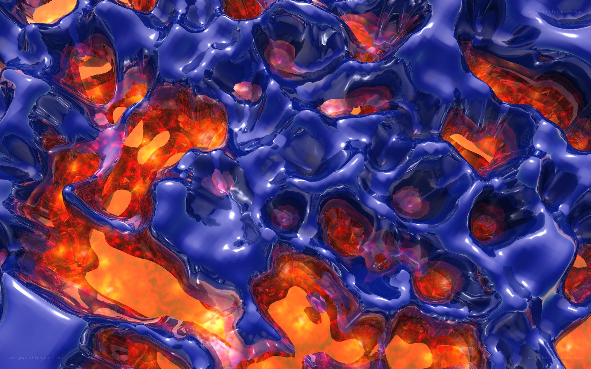 Abstract blue and orange liquid