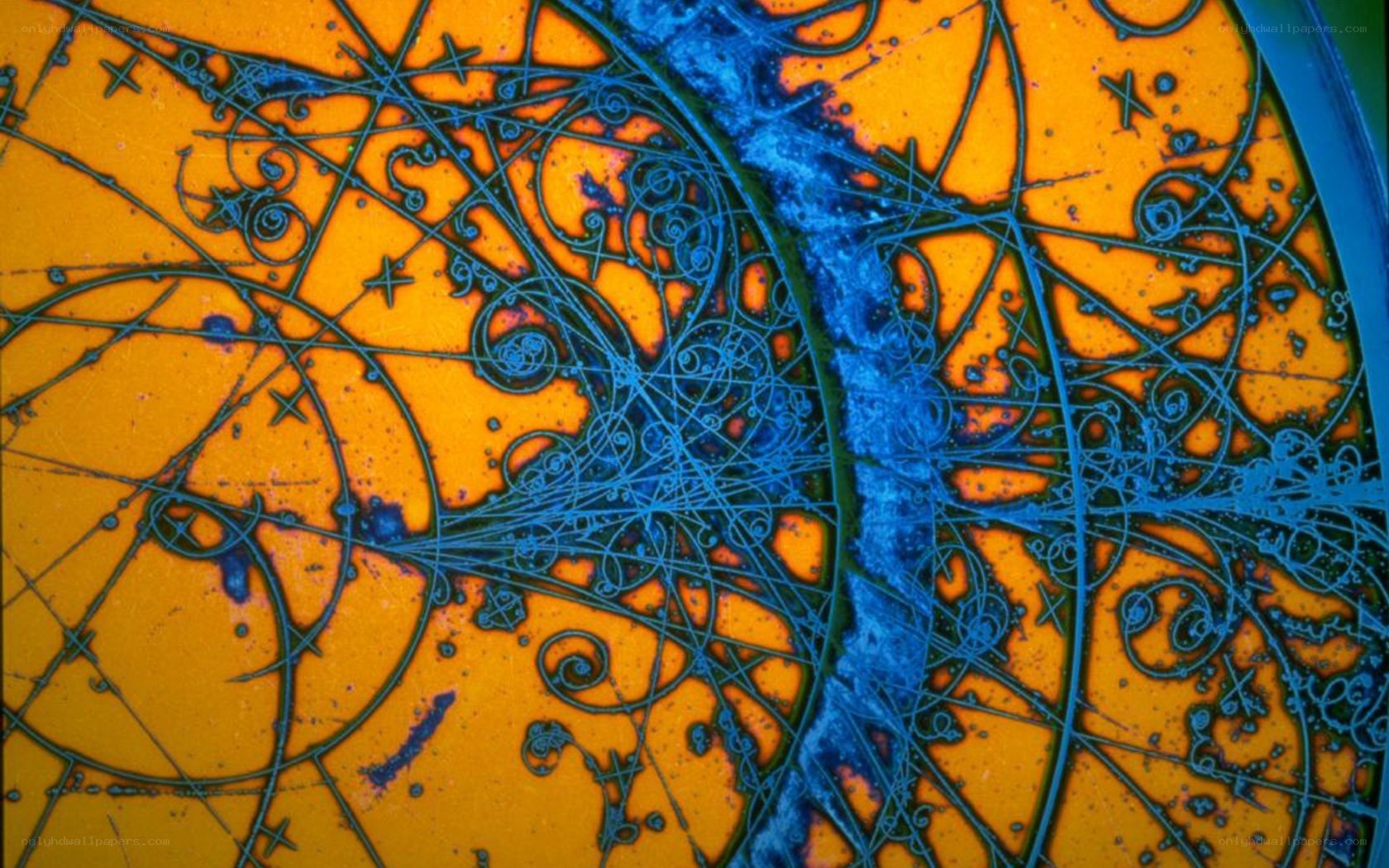 Abstract blue and orange patterns