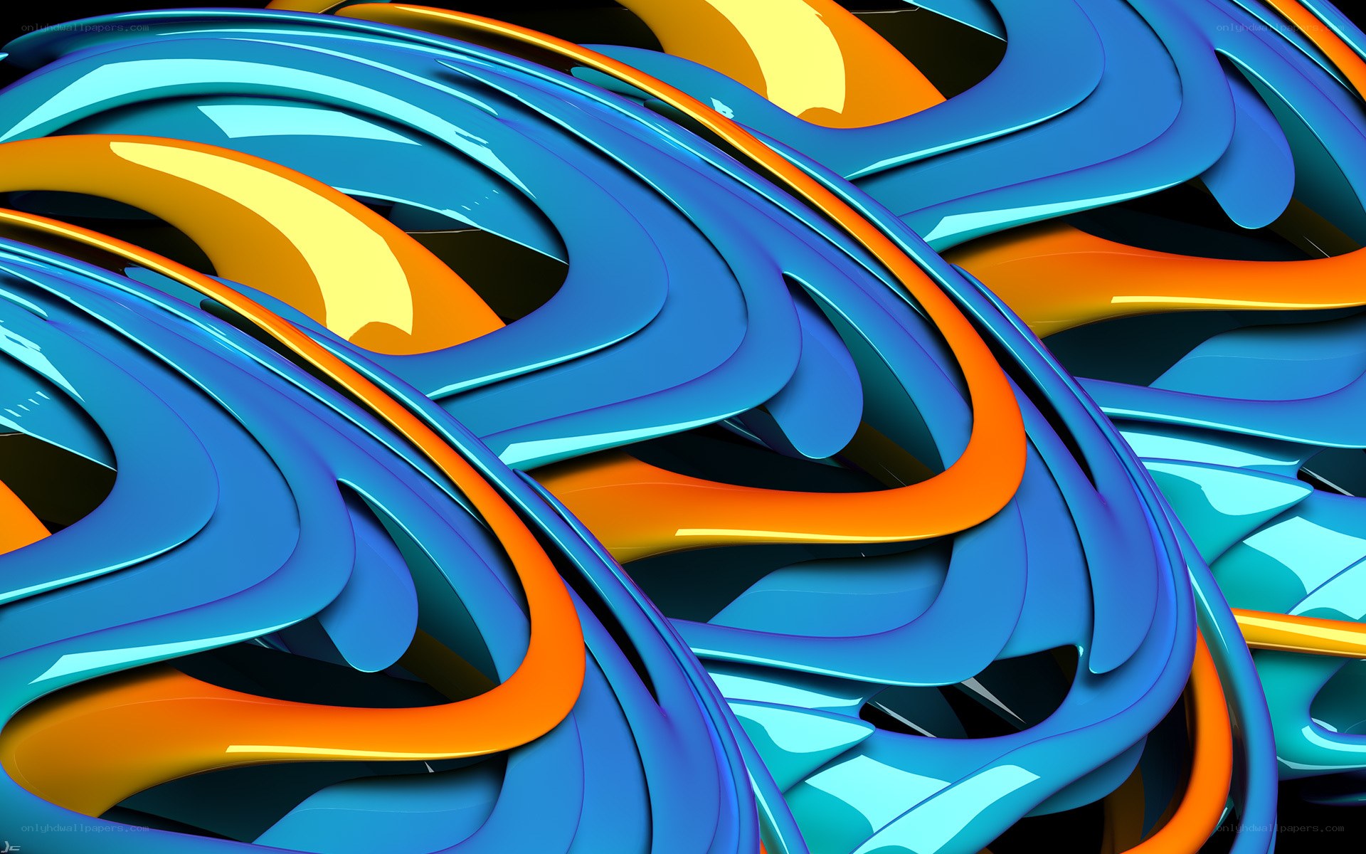 Abstract blue and orange swirls