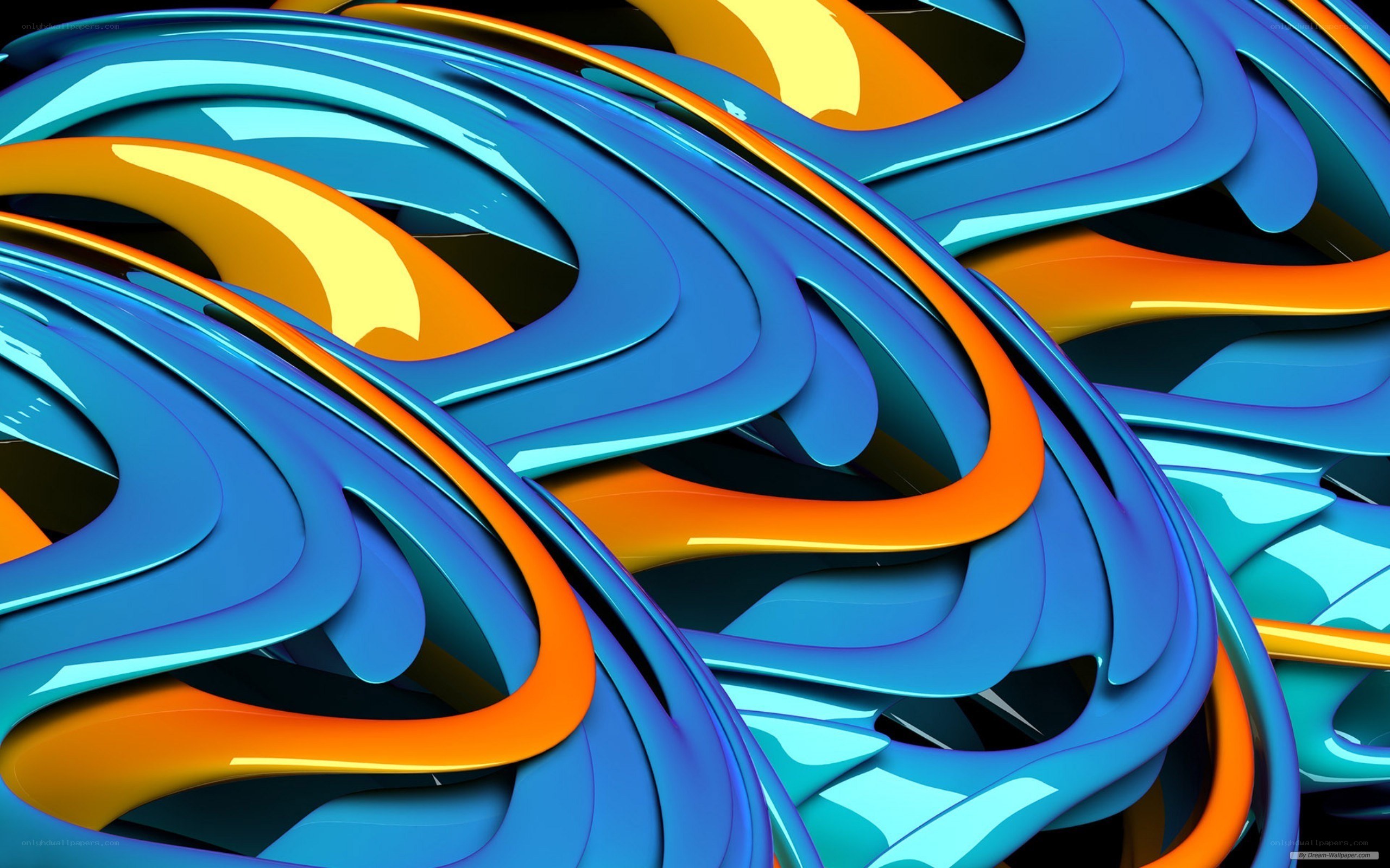 Abstract blue and orange swirls