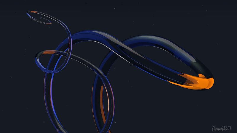 Abstract Blue and Orange Tubes