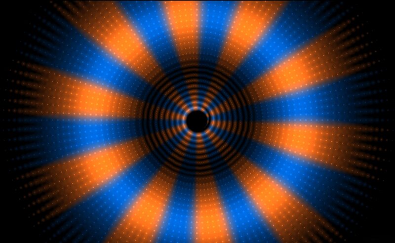 Abstract blue and orange tunnel