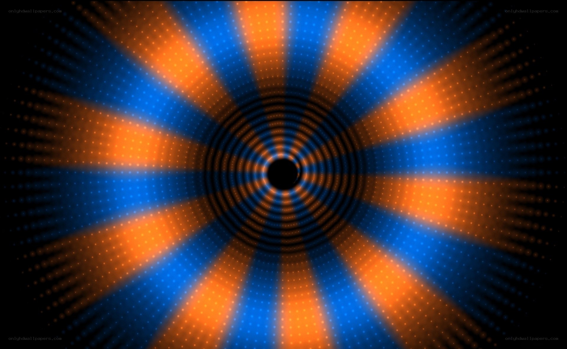 Abstract blue and orange tunnel