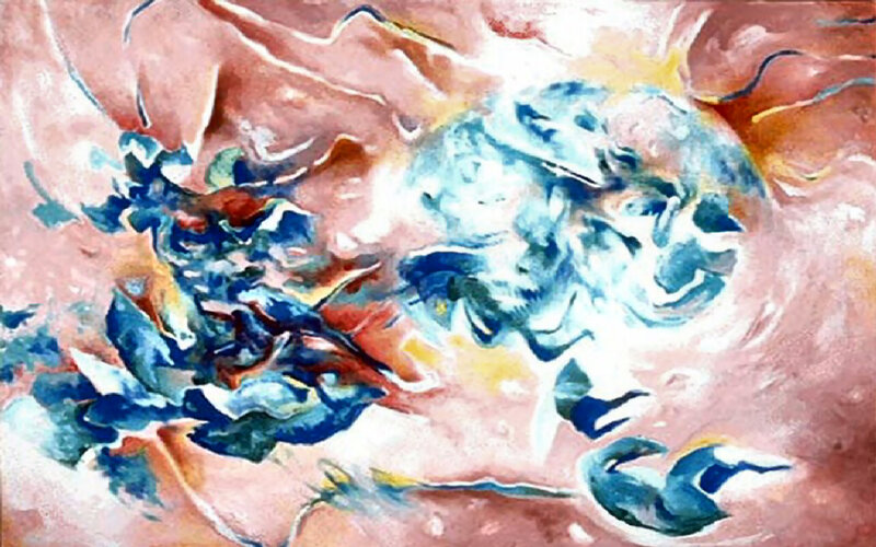 Abstract Blue and Pink Forms