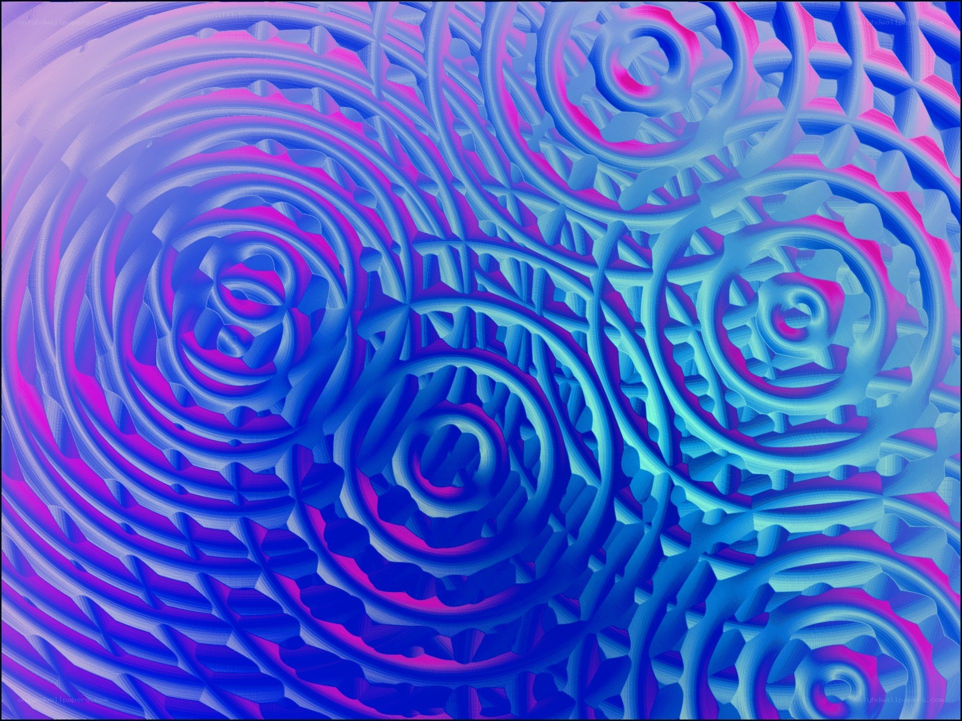 Abstract blue and pink spiral patterns