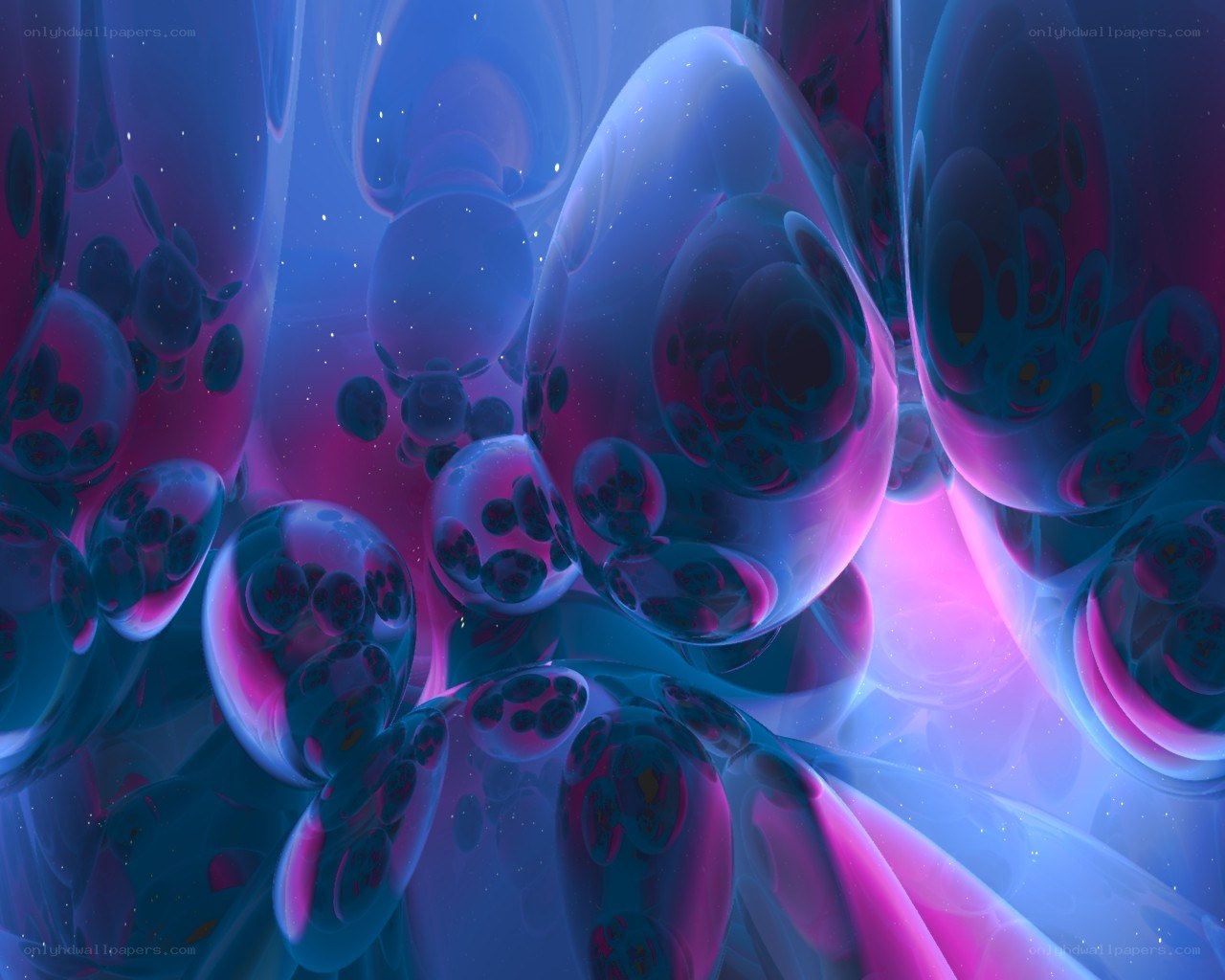 Abstract blue and purple bubbles