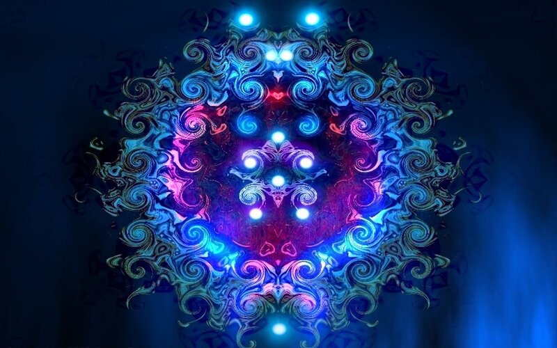 Abstract blue and purple mandala
