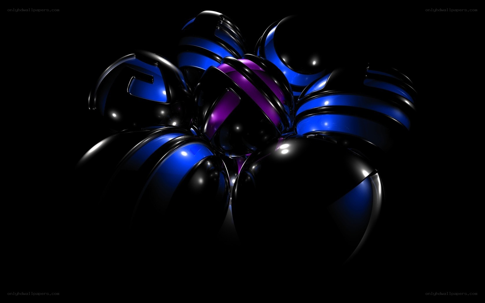 Abstract blue and purple spheres