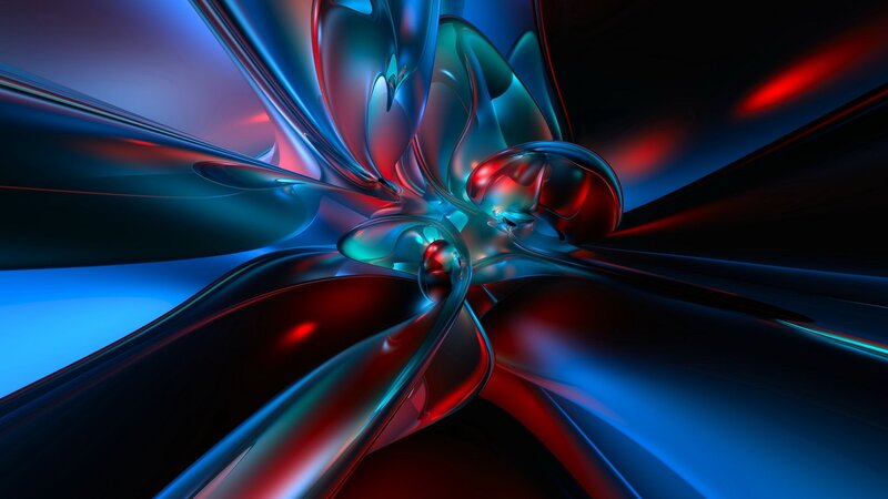 Abstract blue and red fluid art