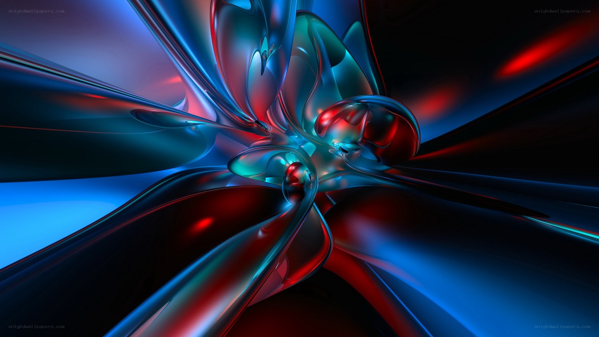 Abstract blue and red fluid art