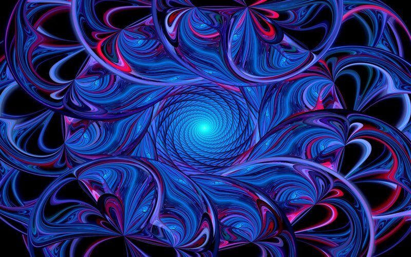 Abstract blue and red fractal swirl