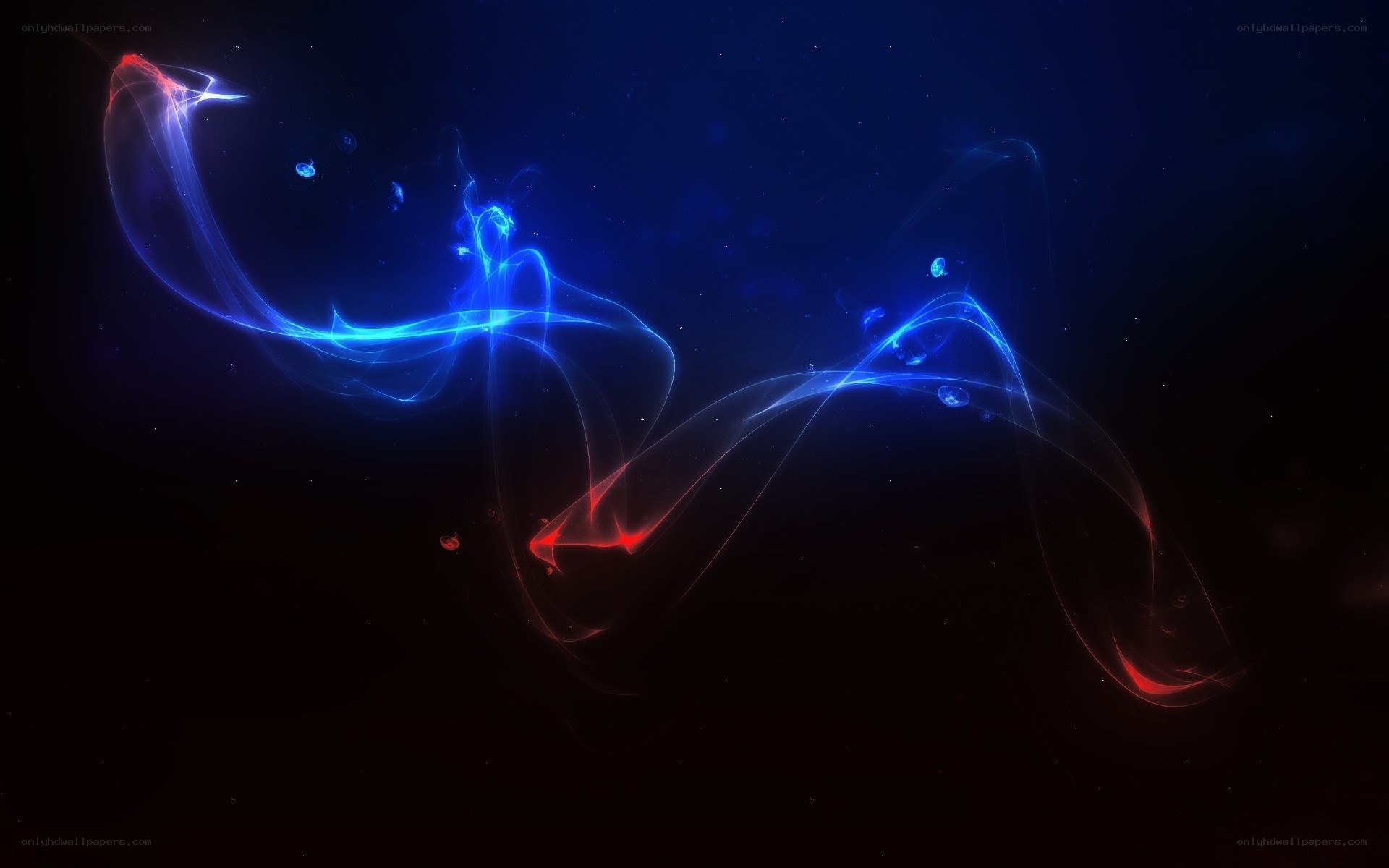 Abstract blue and red light waves