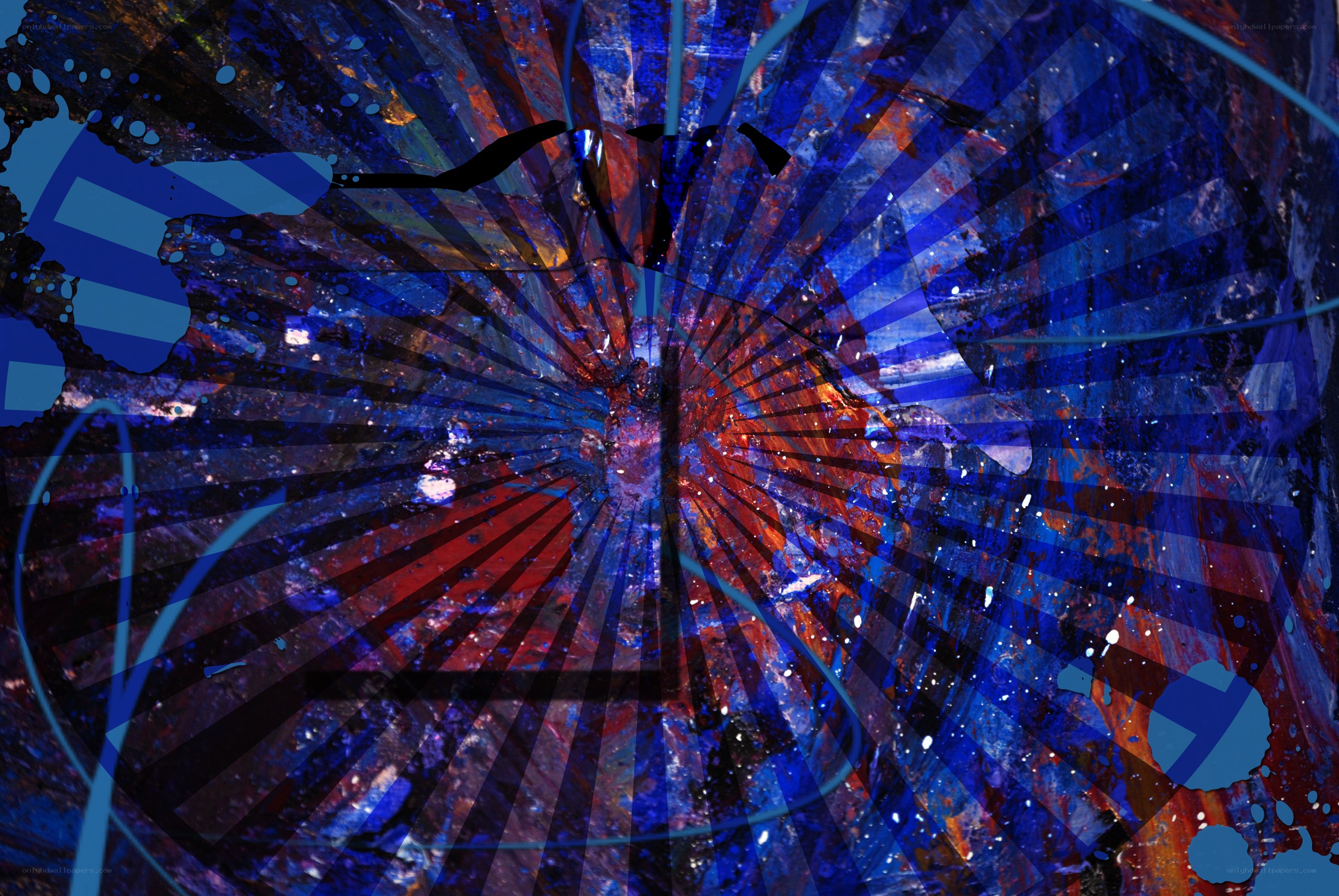 abstract blue and red radial art