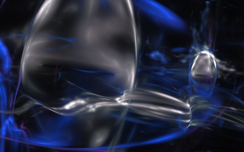 Abstract blue and silver fluid motion