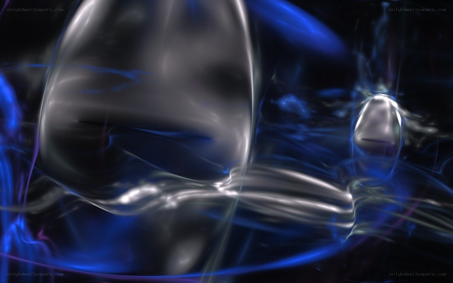 Abstract blue and silver fluid motion