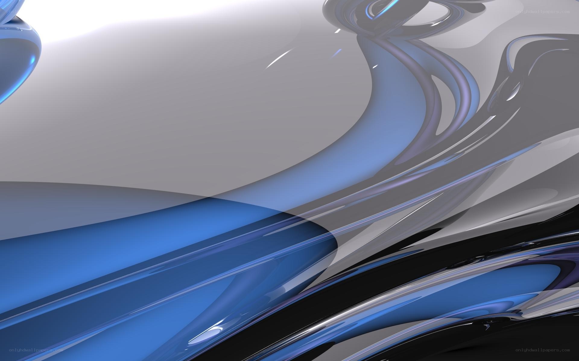 Abstract blue and silver fluid shapes