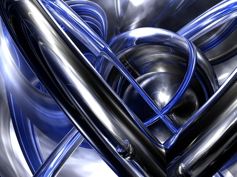 Abstract blue and silver fractal design