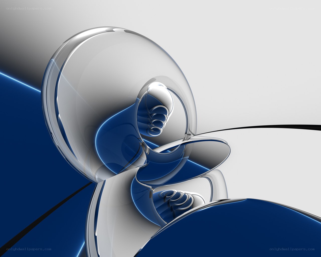 Abstract blue and silver sculpture