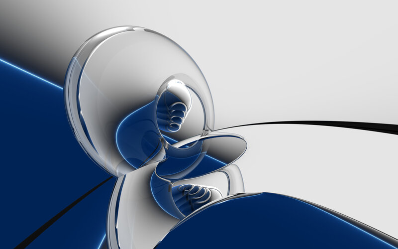 Abstract blue and silver sculpture