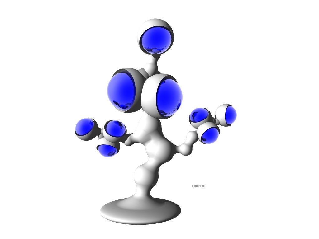 abstract blue and silver sculpture