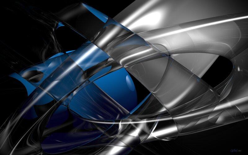 Abstract Blue and Silver Shapes — Dramatic