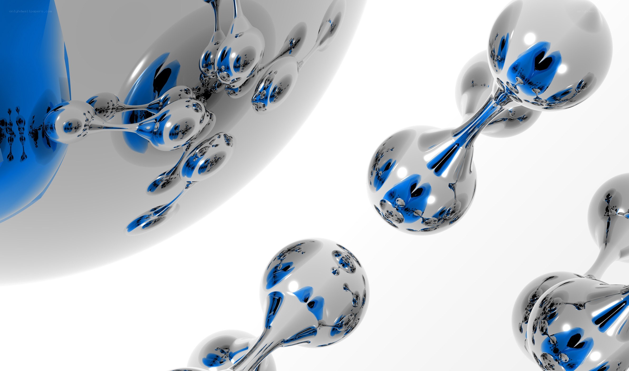 abstract blue and silver spheres