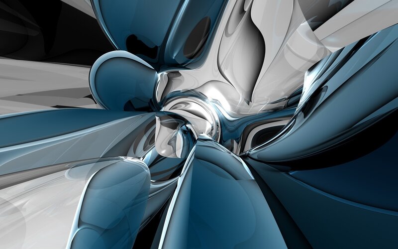 Abstract Blue and Silver Swirl — Dramatic