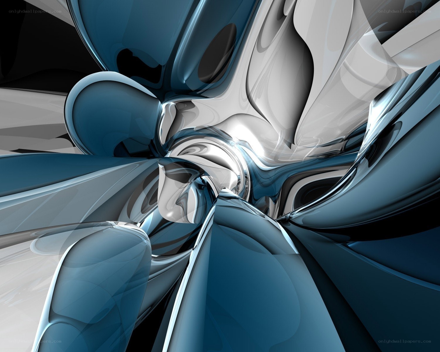 Abstract blue and silver swirl