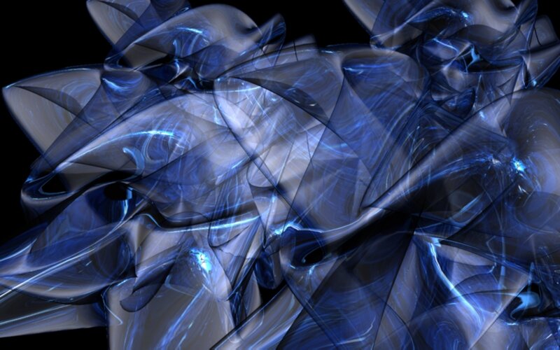 Abstract blue and silver swirls