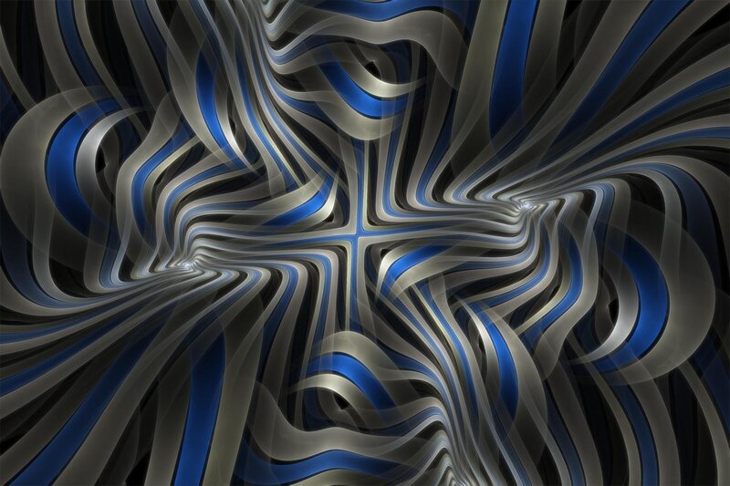 Abstract blue and silver swirls