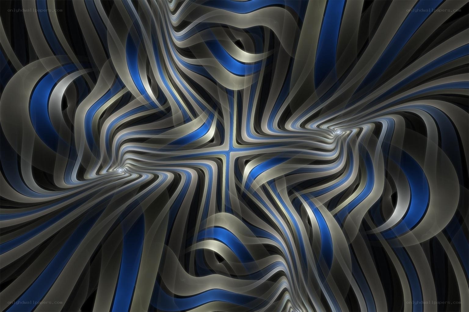 Abstract blue and silver swirls