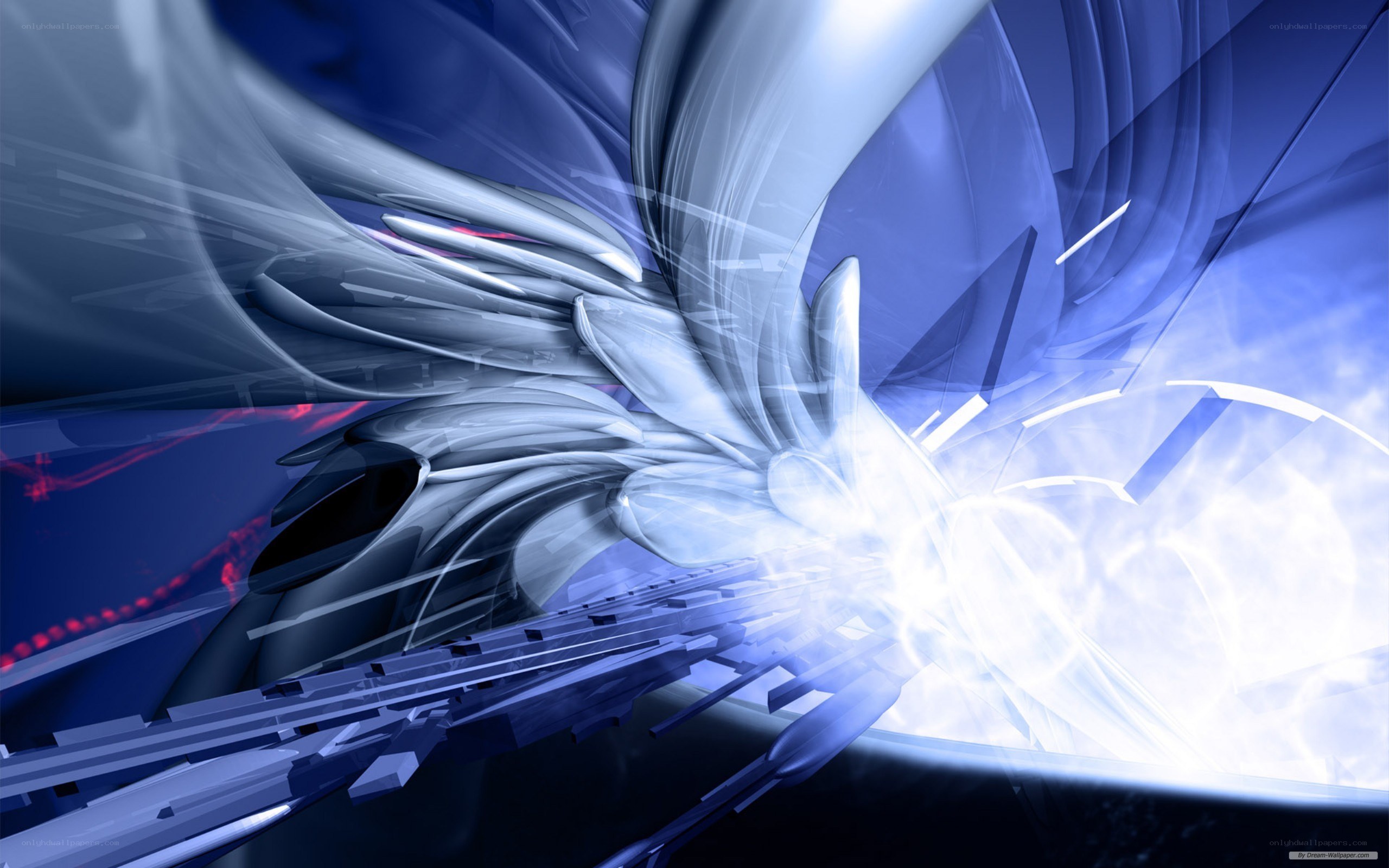 Abstract blue and white digital art