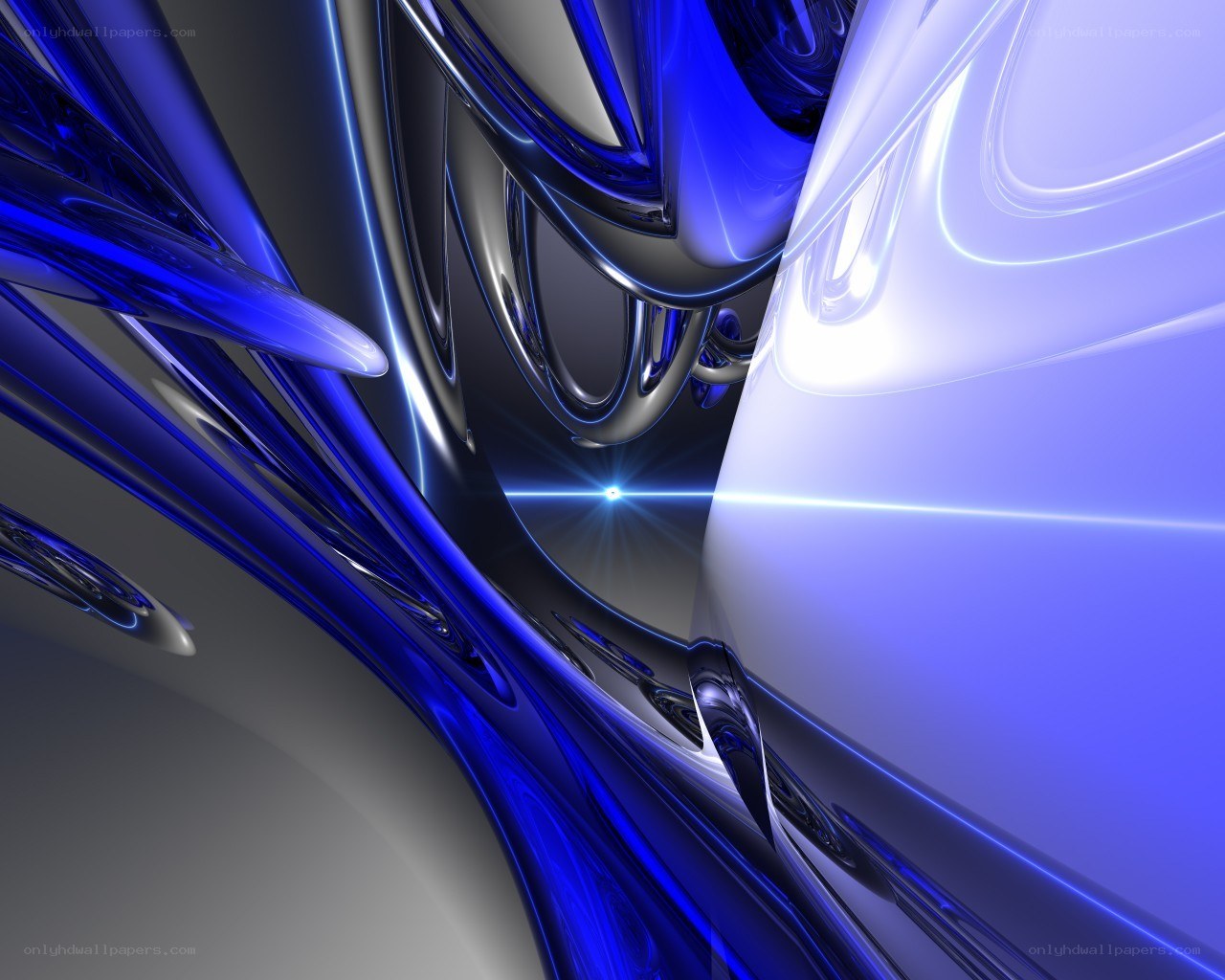Abstract blue and white fluid shapes