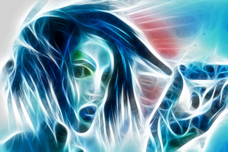 Abstract blue and white fractal art