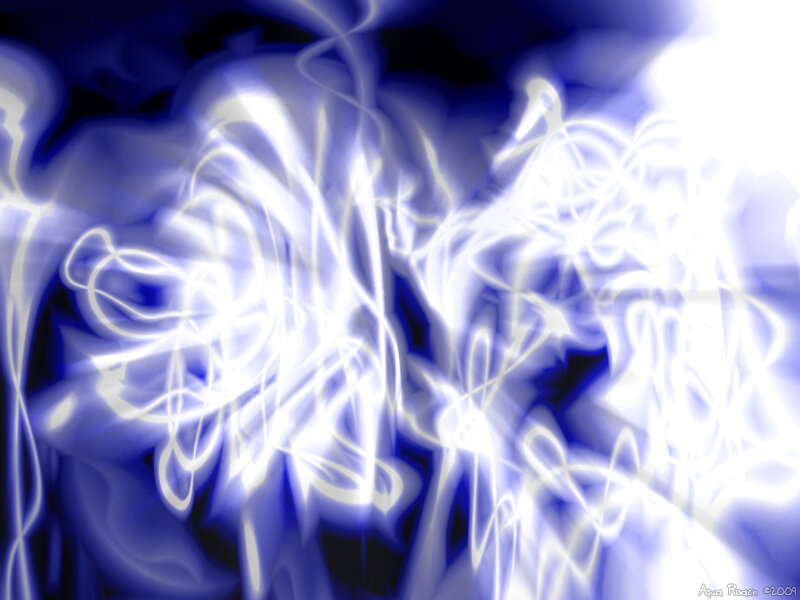 Abstract blue and white light swirls
