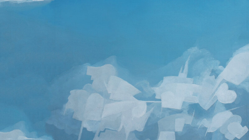 Abstract blue and white painting