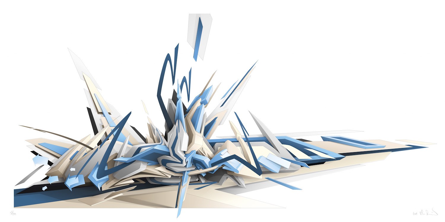 abstract blue and white sculpture