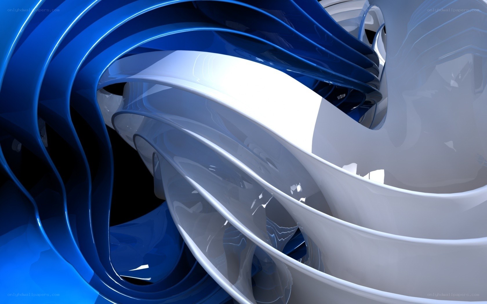 Abstract blue and white swirl