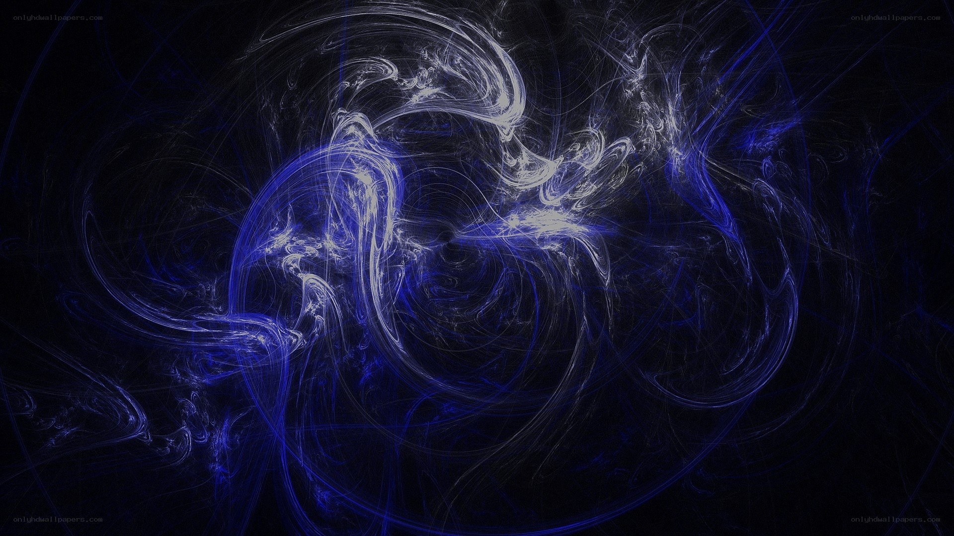 Abstract blue and white swirls