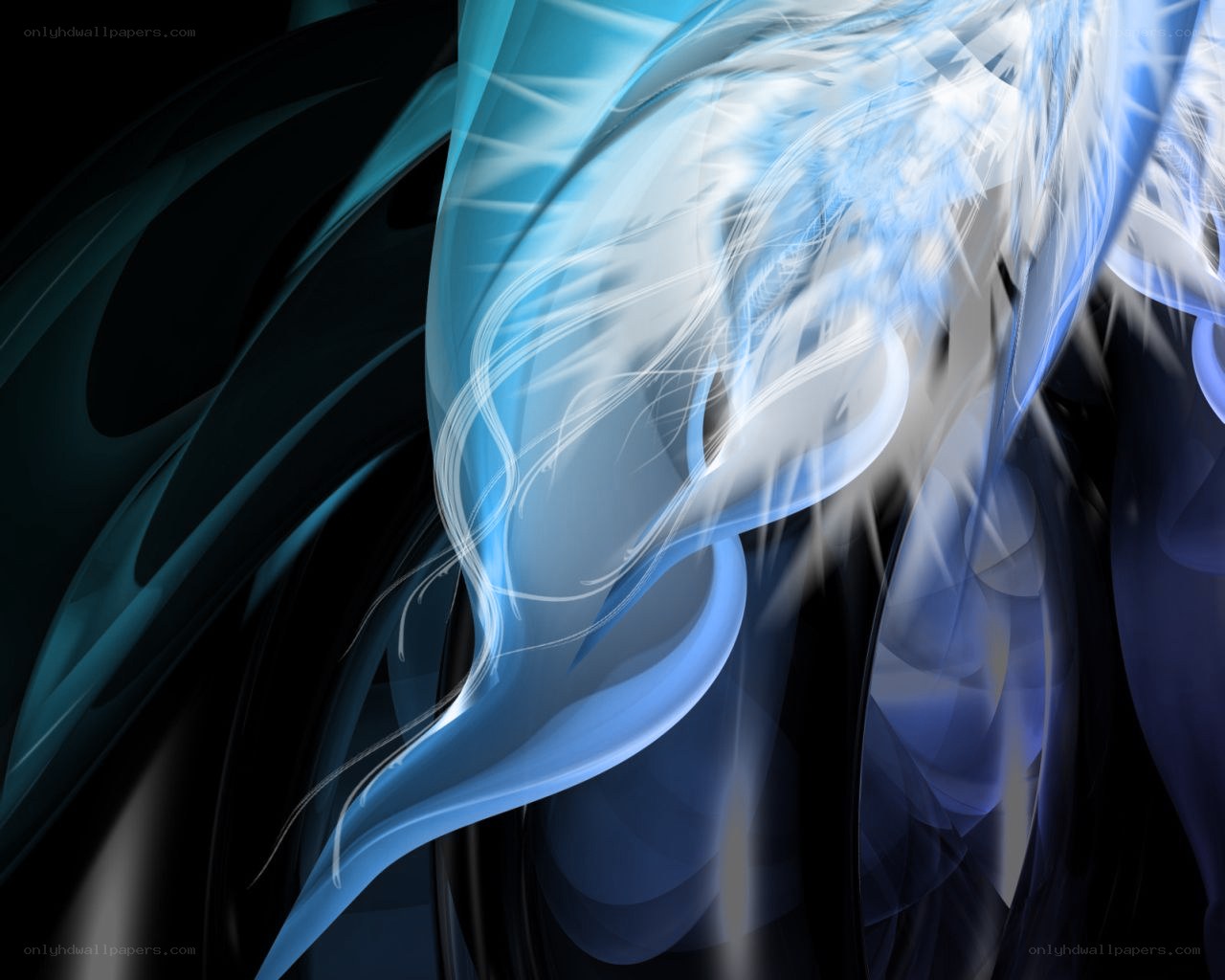 Abstract blue and white swirls