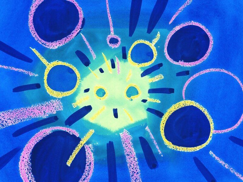 Abstract blue and yellow artwork