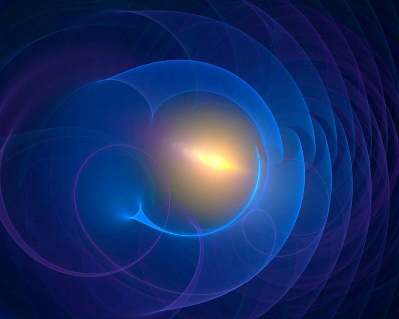 Abstract blue and yellow energy swirl
