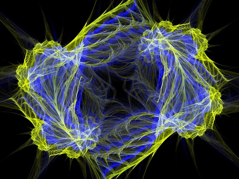 Abstract blue and yellow fractal pattern