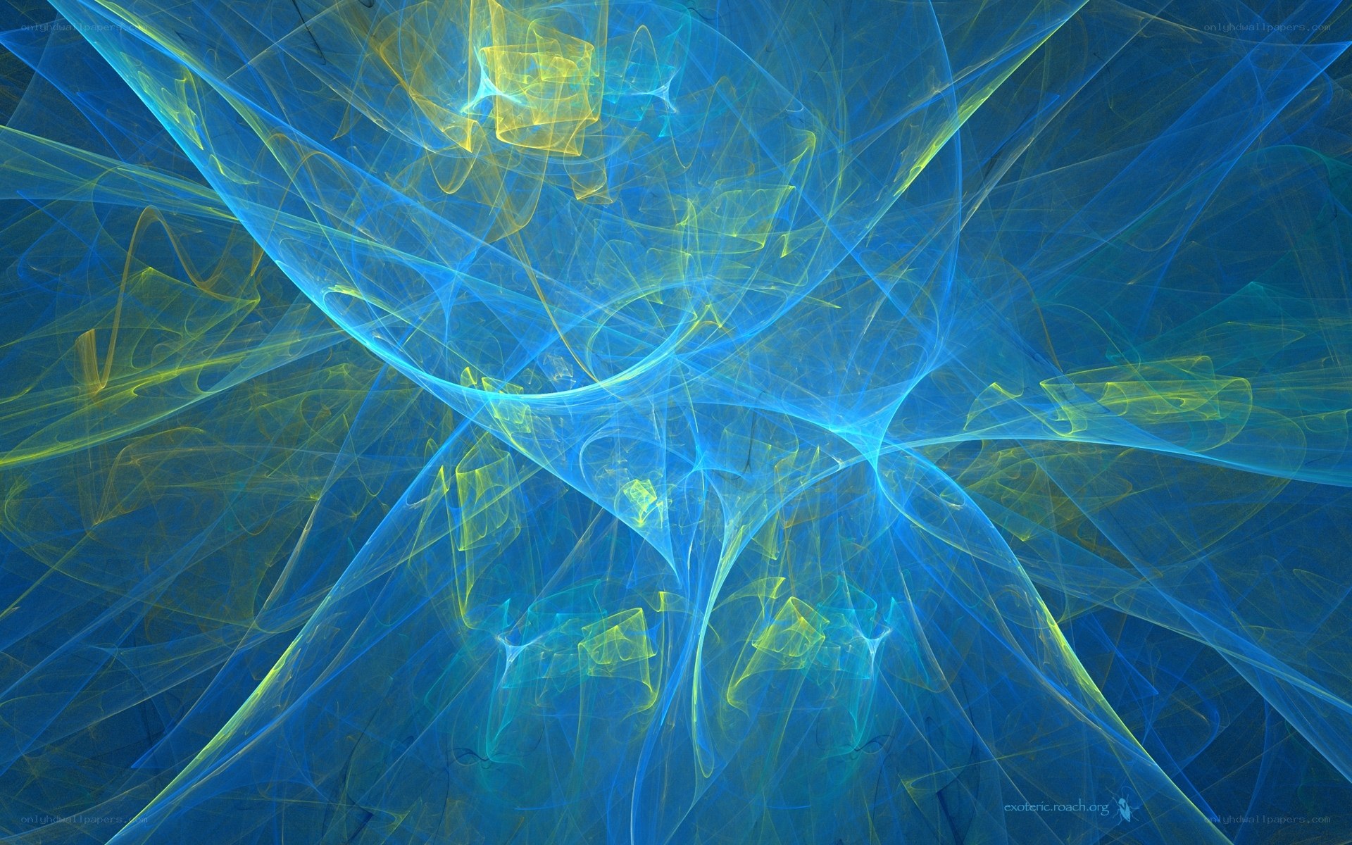 Abstract blue and yellow fractal