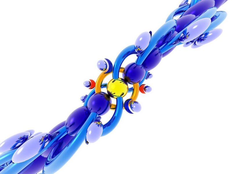 abstract blue and yellow molecular structure