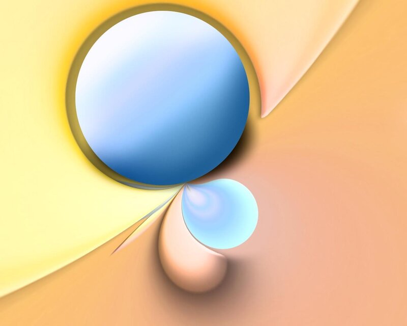 abstract blue and yellow shapes