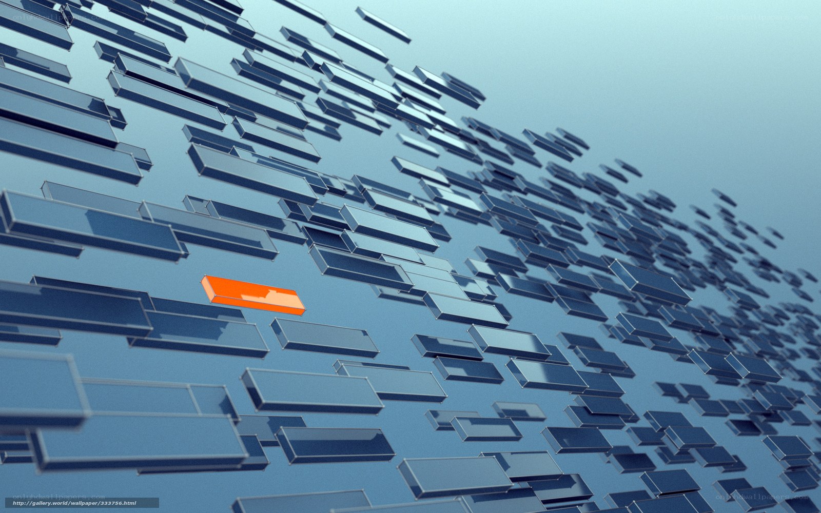Abstract blue blocks with orange accent
