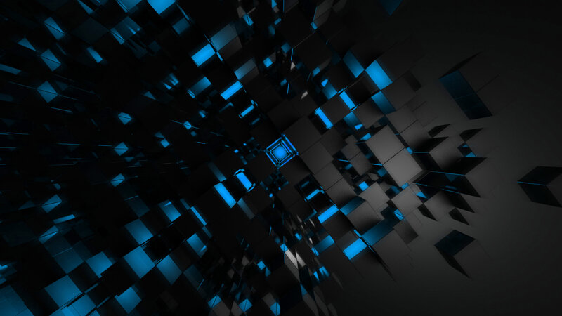Abstract Blue Cubes — Dark