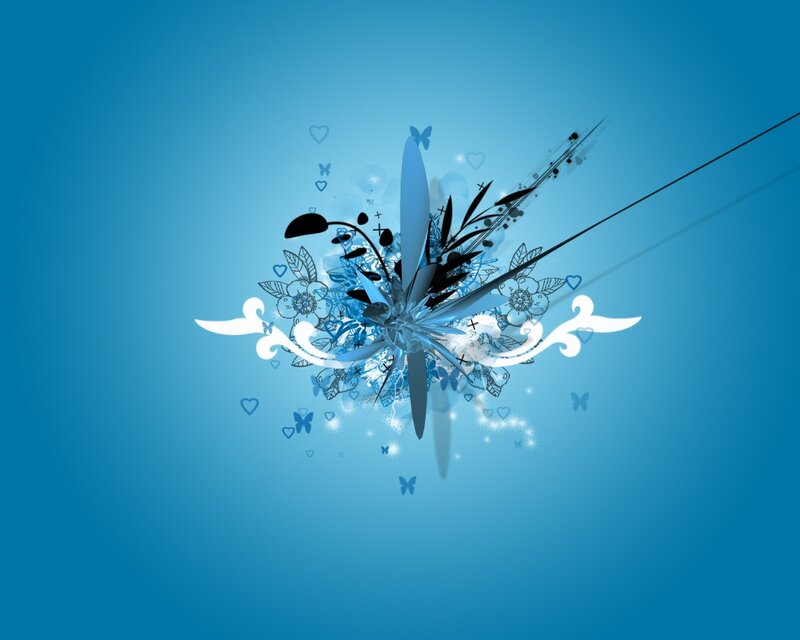 Abstract Blue Design — Calm, Digital Art, Hearts