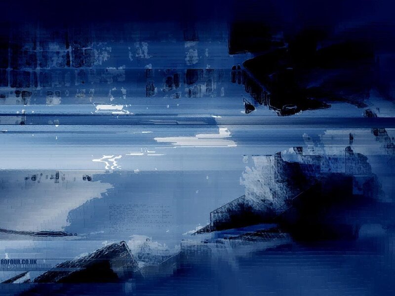 abstract blue digital landscape
